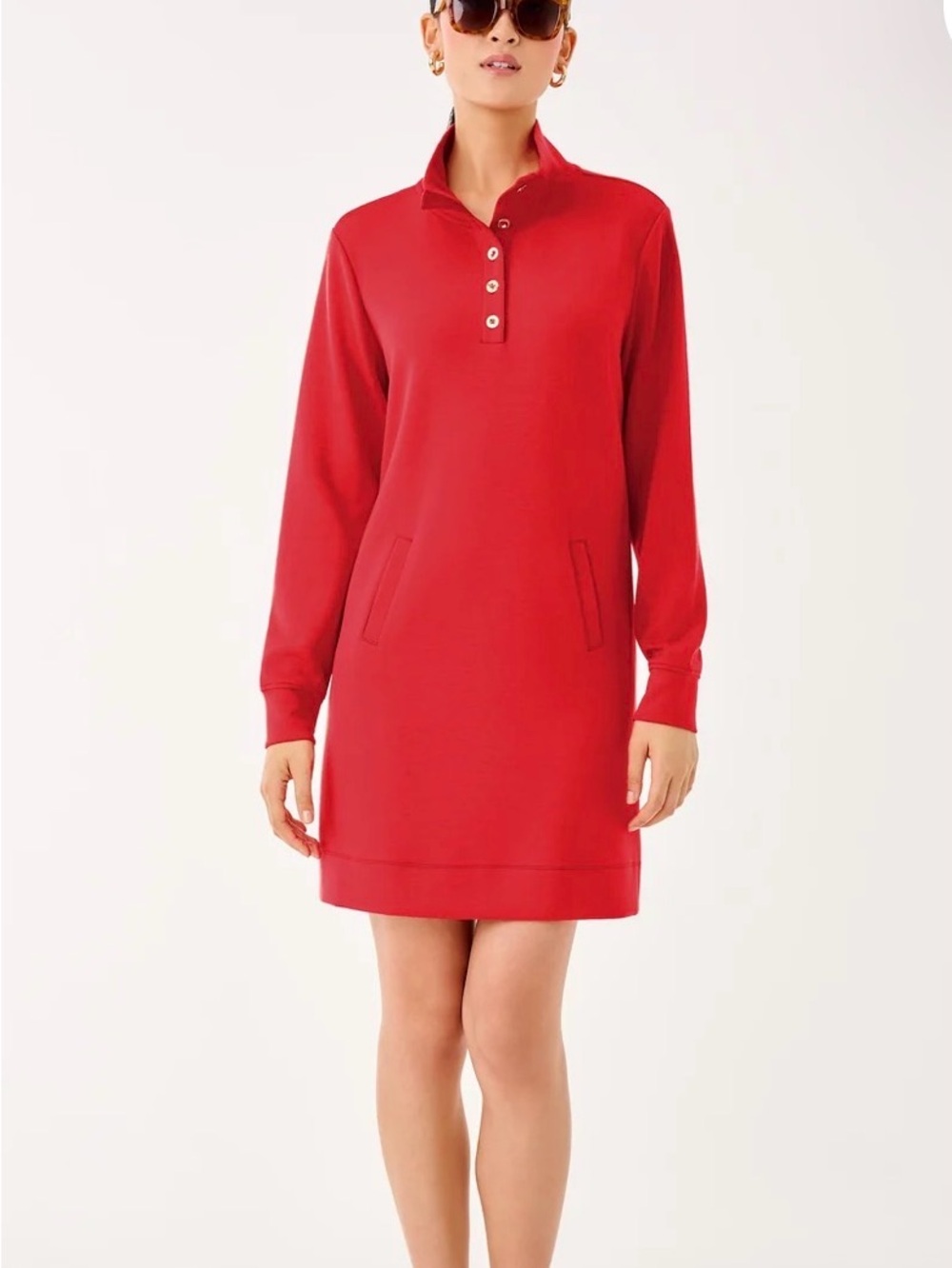 Lilly Pulitzer Red Polo-Style Long Sleeve Mini Dress